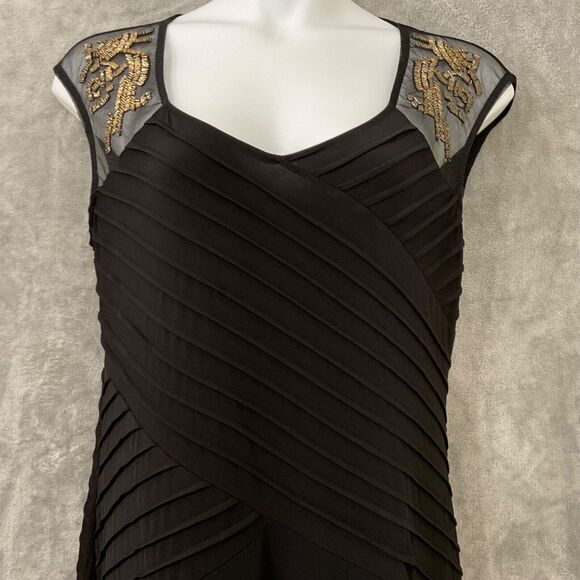 Women’s Candalite Formal Dress Size 1X maxi illusion back beaded cap sleeves - Picture 2 of 4